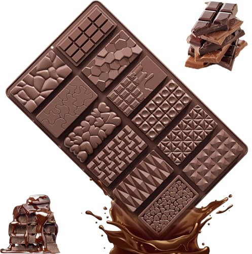 Schokoladenform Silikon Tief, 2Pcs Dubai Schokoladentafel Form, Tief Schokoladentafel Silikonform, Tief Dubai Schokolade Form mit Schaber, Extra Tief Schokolade Form für Schokolade Praline Süßigkeiten