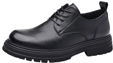 Chaussures Décontractées En Cuir Épais À Gros Orteil For Hommes Avec Semelle Épaisse Antidérapante, Chaussures De Travail D'hiver, Chaussures Oxford Basses Confortables Et Respirantes For Hommes(43 EU
