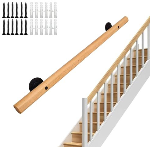 Hölzerne Treppe für Innentreppen, Wandmontage, Treppenhaus, für Stufen, stabiles Rohrgeländer, 30 cm, Handlauf für Deck Loft