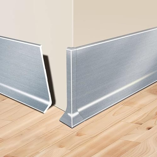 Raouoae Flooring Trim Skirting 125 Cm * 2 Pieces Laminate Floor Edging & Beading For A Seamless Wall-Floor Finish Floor Skirting Easy To Install For Home & Office Décor(Brushed gray,Height:60mm)