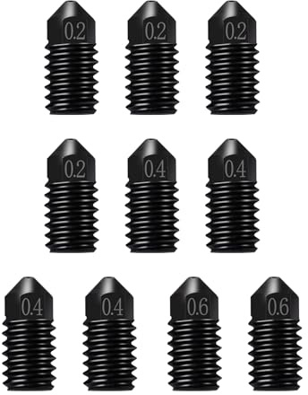 10 pz ugelli in acciaio temprato per Bambu Lab A1/A1 Mini, ugelli di ricambio veloci 0,2 mm 0,4 mm 0,6 mm per stampante A1/A1 Mini 3D