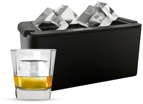Clearcube Crystal Clear Ice Cube Maker - 6 Piece Directional Freezing System - Makes 8 Jumbo 2 Inch Crystal Clear Ice Cubes - No Odor Lid No Freezer Burn - Perfect for Whiskey Cocktails and More