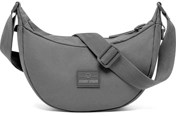 Johnny Urban Borsa a Tracolla Donna e Uomo Grigio - Ally Small - Piccola Borsa Mezzaluna - Crossbody Moon Bag - Marsupio Rotonda con Tracolla Regolabile - Idrorepellente