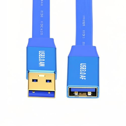 CY Ultra Flat Slim USB 3.0 Type-A Male to USB3.0 A Female Cable Extension Blue 5Gbps for Disk SSD Camera Data (200cm)