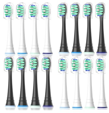 Lot de 12 têtes de brosse à dents de rechange compatibles avec Philips Sonicare et autres poignées à clipser