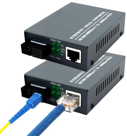 Gigabit Single Mode Media Converter, 2 Pack Fiber Optic Converter With LC Transceiver Module, Mini Auto Sensing Gigabit Ethernet Engine, Perfect For Home, Office, Networking Projects