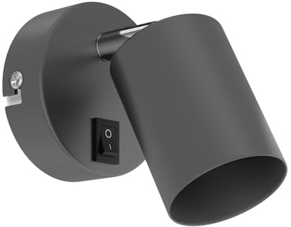 ledscom.de Wandleuchte WAIKA, Schalter, anthrazit matt, rund, 1x GU10 max. 60W