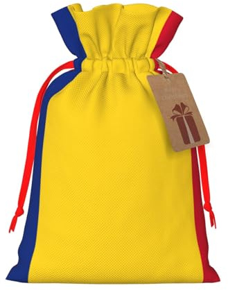 Flag Of Romania Print Xmas Drawstring Wrapping Bags For Xmas Package Storage, Christmas Party Supplies Favors