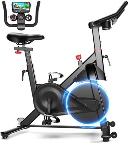 Lacuffy Exercise Bike Indoor Cycling Bike 136 kg Weight Capacity Magnetic Stationary Bike Fitness Spin Bike with LCD Display and APP for Home