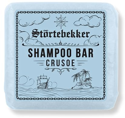 Störtebekker Premium champú sólido Crusoe – Champú vegano hecho a mano, para hombre y mujer, cuidado de ducha perfumado para la piel y el cabello (1 x 100 g)