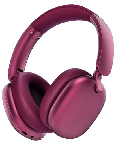 RORSOU C6 Aktive Noise-Cancelling-Kopfhörer, Drahtlose Over-Ear Bluetooth-Kopfhörer, 60 Stunden Spielzeit, Leichtgewicht Faltbare Deep Bass Komfort-Ohrpolster Headset mit Mikrofon für iPad/PC Rot