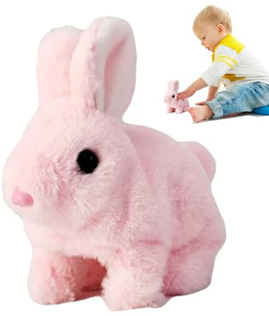 Interactive Bunny Toy, Stuffed Animal Toy, Plush Figure with Jumping Twitching Nose, Durable Toys Bunny, Flush Figure with Wiggling Ears Design, Children’s Plush Toys for Fun and Education