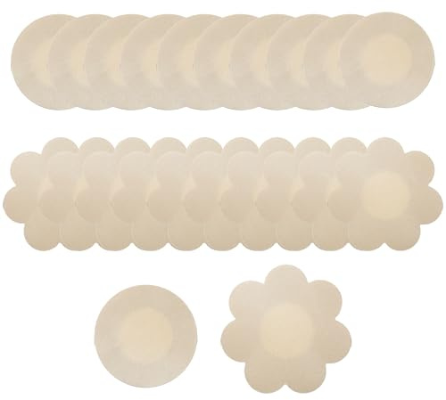 Tripetals Nippelpads Einweg Nipple Pads Ultra-dünn Brustwarzenabdeckung Selbstklebend Unsichtbare Nippel Patches für Frauen - Rund & Blumenform