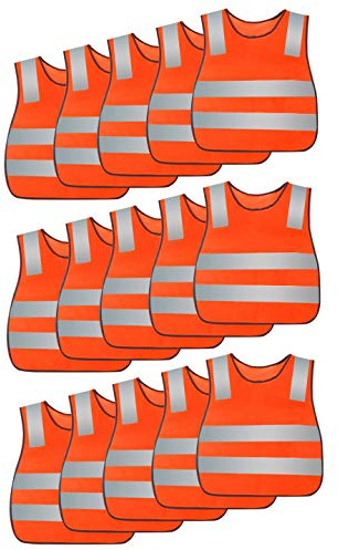 AIEOE Kids Reflective Vest High Visibility Breathable Vest Bright Color Safety Vest Lightweight Traffic Vest Construction Worker Vest Neon Orange with Reflective Straps 15 PCS