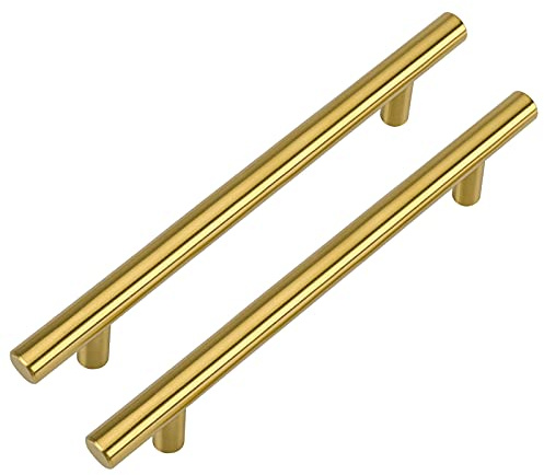 LONTAN 15 Stück Möbelgriffe, Gold Küchengriffe Griffe für Küchenschränke, 128mm Lochabstand Schrankgriffe Gold für Küchenschränke Küchengriffe Möbel