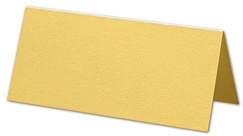 ARTOZ 50x Tischkarten - Lichtgelb (Gelb) - 45 x 100 mm blanko Platz-Kärtchen - Faltkarten für festliche Tafel - Tischdekoration - 220 g/m² gerippt
