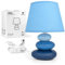 Urban Lifestyle Lampada da Comodino Lina(Blu) Lampada da Tavolo in Ceramica con Paralume in Tessuto, LED Adatto, E14, Lampada da Tavolo in Ceramica 230V, Lampada da Comodino