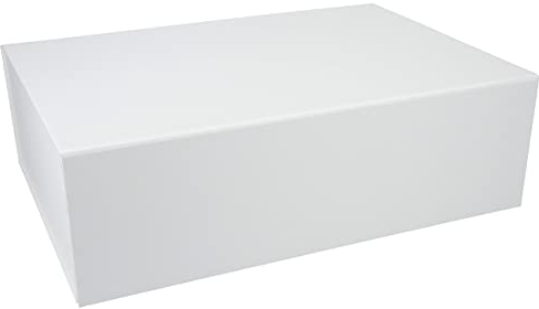 ideas in boxes Premium Geschenkbox mit Deckel, faltbar, Geschenkkarton, Magnetbox, Geschenkverpackung für Weihnachten & Geburtstag, Magnetfaltbox, Weiß matt, 33x22x10cm