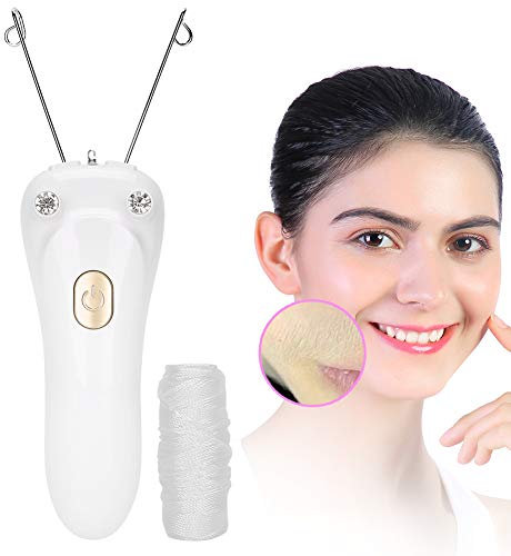 Epilatore Elettrico con Filettatura, Epilatore per Bellezza Femminile Filettatura Facciale Rimozione Dei Capelli Rasoio Massaggiatore per Il Viso Rimozione Dei Capelli Ricarica USB Epilatore(Oro)