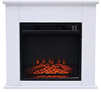 Cheminée électrique au Sol avec Cadre en MDF Blanc CHE-610 Purline