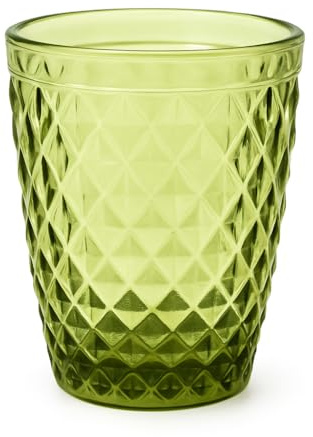 FRANCACOR VASO AGUA COLOR PACK 6 VASOS AGUA CRISTAL COLORES ROMBOS 250 ml 12x8 CMS (JUEGO 6) (VERDE)