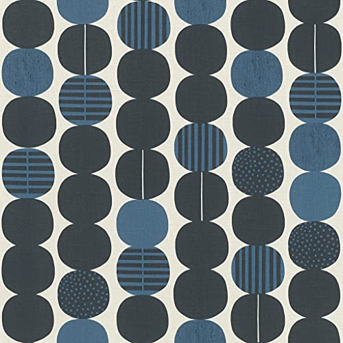 Rasch Tapeten 539745 - Grafische Vliestapete mit Kreisen in Schwarz und Dunkelblau mit leichter Struktur – 10,05m x 53cm (LxB)