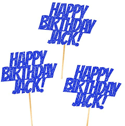 6X Personalised, Double Sided, Handmade, Superhero Happy Birthday Glitter Cupcake Toppers by Cakeshop | Custom Colour Any Name 480gsm Glitter Cupcake Decorations | Blue