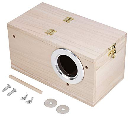 Nistkasten Wellensittich, 24,5x13x13cm Holz Haustier Vogelzuchtbox Wellensittich Nistkasten Vogelvoliere mit Schrauben für Wellensittiche Nymphensittiche(Rechte Öffnung)