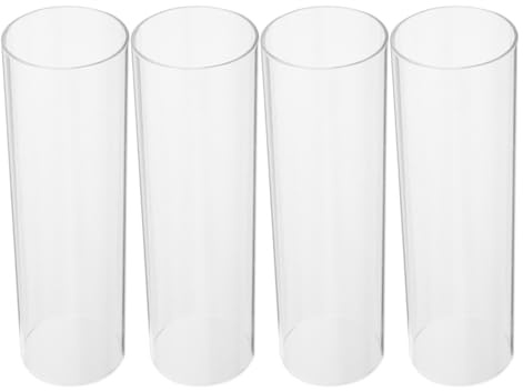 BESPORTBLE 4pcs Transparent Candle Cover High Borosilicate Glass Cylinder Candle Shade Windproof Glass Covers for Led Lights Diy Preserved Flowers Home Wedding Party Decor 7.87 in