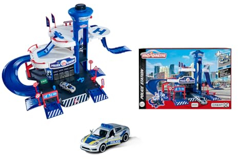 Majorette - Creatix Polizeistation - Polizei-Set mit dreistöckiger Station inkl. Porsche Panamera Polizeiauto, Spielstation für Kinder ab 5 Jahren
