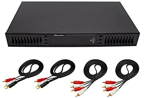 Jieotwice EQ665 Equalizer, Hifi-Heim-Equalizer, Equalizer, duales 10-Band-Stereo, Tonhochtöner und Basseinstellung, integriertes Bluetooth 220V(Schwarz)