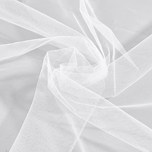 OLYCRAFT 2x1.6m White Tulle Fabrics 0.15mm Mesh Fabric Slightly Stretchy Mesh Bolt Net Chinlon Tulle for Present Wrapping DIY Sewing Crafts Wedding Party Decorations