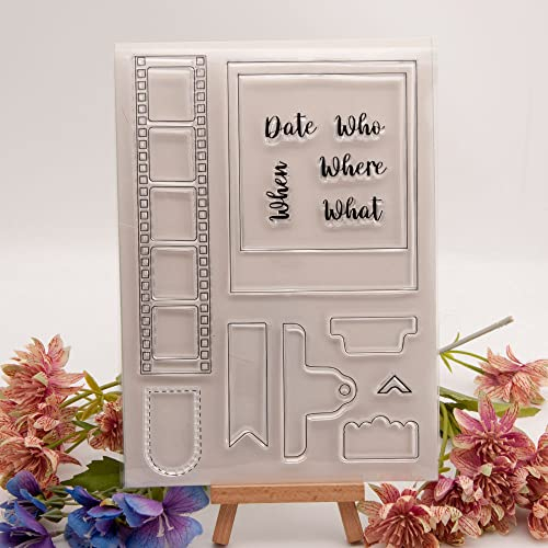 Folienstreifen Etikett Klare Stempel für Kartenherstellung Dekoration DIY Scrapbooking, Fotorahmen Lesezeichen Silikon Transparent Siegel Klare Stempel zum Prägen Album Dekor Handwerk