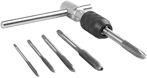 Bestgle 5 stück gewindebohrer gewindeschneider hss verstellbarer t-griff-ratschengewindebohrerschlüssels gewindeschneidsatz gewindebohrer handgewindebohrer für außengewindem3 m4 m5 m6 m8