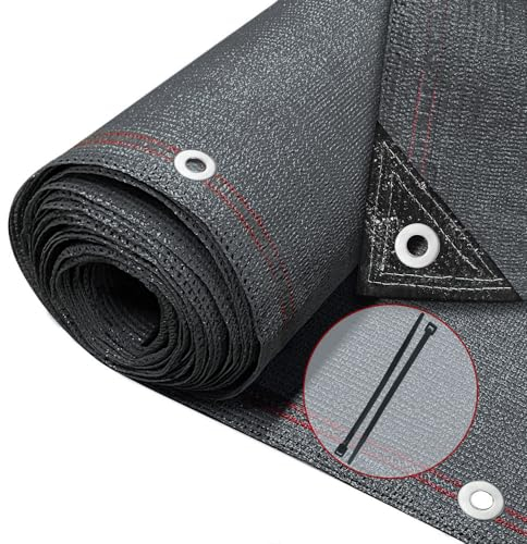 VOUNOT® Rete Ombreggiante 1.8×10m, Telo Frangivista Recinzione Giardino 230 g/m² HDPE, Tessuto Ombra Privacy Antistrappo Antivento con Fascette, per Esterno, Serra, Balcone, Giardino, Antracite