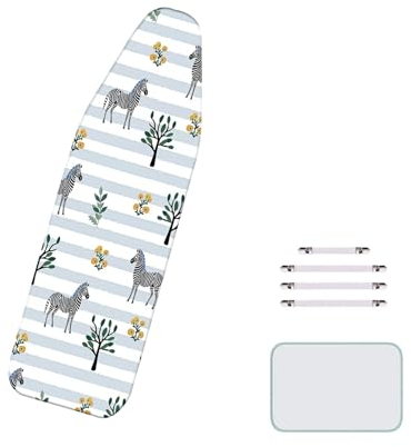 BLEDD 160 x 60 cm/Übergroßer Bügelbrettbezug mit Clips und Bügeltuch, verdicktes hitzebeständiges Filzpad, schöner Bügelbrettbezug