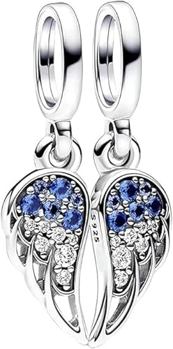 PHCLASY Sparkling Splitable Engel Flügel Dangle Charms Kompatibel for Armband und Halskette Bead Charm Christmas Charms für Damen