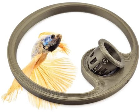 byMazy Betta Fish Feeding Ring | Floating Aquarium Portal with Worm Feeder Cone, Fish Tank Feeding Station (Bronze, SL)