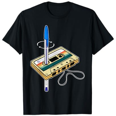 Cassette Retro y Bolígrafo Rebobinando Cintas en los 90 Camiseta