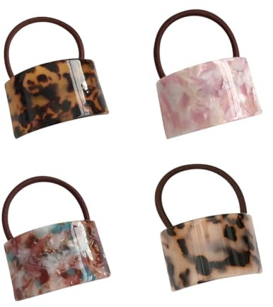 4 Stück Schildpatt-Pferdeschwanz-Halter, Kunststoff-Manschette, Haargummis, elastisch, Pferdeschwanz, Haarmanschetten, modische Manschette, Haarbänder, Pferdeschwanz, Haarschmuck für Frauen und
