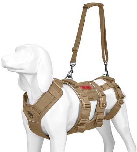OneTigris Hundegeschirr, SKYEWALKER Unterstützung Geschirr, Einstellbares Hebegeschirr mit 2 Griffen für Unterstützung und Rehabilitation Geeignet für Mittelgroße und Große Hunde Braun M