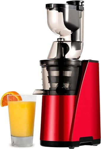 150W Commercial Electric Slow Juicer, Masticating Juicer Machine with Quiet Motor, Non-Drip Spout, Easy to Clean(Color:Red)