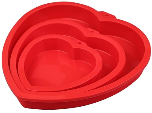 BFJ Heart Shaped Cake Pans Silicone Layer Cake Mould Heart 4/6/8 inch Rainbow Cake Moulds Set of 3 for Birthday Wedding Valentines Day