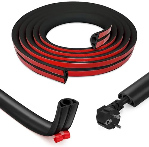 Flexibler Kabelkanal Boden, 2 cm x 3.0M Kabelkanal Selbstklebend, Kabelschacht, Kabelbrücke für Stromkabel im Haushalt, Kabelschutz, Kabelabdeckung, übergangsleiste, Schwarz