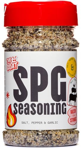 The GOAT SPG Seasoning Blend 275g Shaker - Hand Blended Salt Pepper Garlic Mix for Classic Flavour on Meat, Poultry, Seafood, Authentic BBQ Rub and Marinade for Grilling, Smoking and Roasting