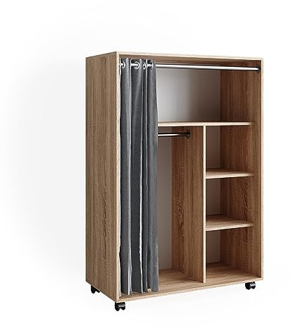 Vicco Kleiderschrank Doros, Sonoma, 100 x 146.6 cm | mit Rollen, mit Rollen zur flexiblen Platzierung im Raum