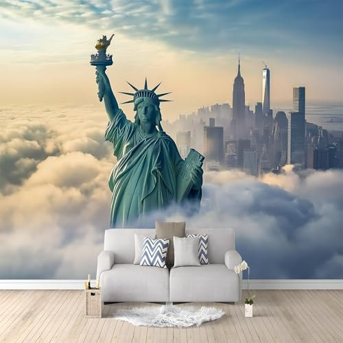 Statua Della Libertà Di New York Carta Da Parati 3d Fotomurale Bianco Murali Per Soggiorno Divano Tv Hotel A Tema Corridoio Di Lusso Sfondo Dipinto Murale 200x140 cm