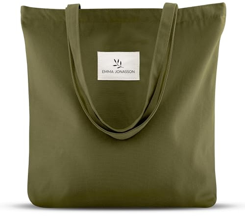 Emma Jonasson Tote bag grande - Shopper bag mujer elegante con cremallera y bolsillo interior - bolso tote - bolso lona mujer - shopping bag - bolso universidad mujer - tote bag universidad azul