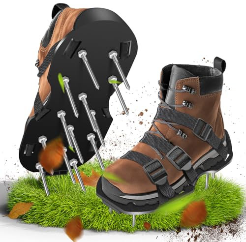 Nagelschuhe, Rasenlüfter Schuhe mit Klettverschluss, Zum Rasen belüften oder als Estrichschuhe, Rasenbelüfter Vertikutierer und Aerifizierer für Rasenbelüftung, Aerifizierer Gartenschuhe- 70mm Nagell