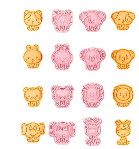 Nuyhadds Moldes de galletas en de animales, cortador de galletas de animales, juego de 8 piezas de personalización de galletas de dibujos animados, herramientas de decoración de pasteles, moldes